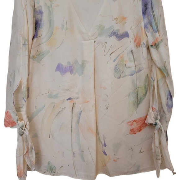 LAFAYETTE 148 New York Blair Modern Muse On Silk Blouse Size P - Picture 3 of 11